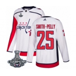 Youth Adidas Washington Capitals #25 Devante Smith-Pelly Authentic White Away 2018 Stanley Cup Final Champions NHL Jersey