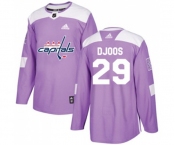 Youth Adidas Washington Capitals #29 Christian Djoos Authentic Purple Fights Cancer Practice NHL Jersey