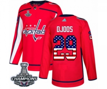 Youth Adidas Washington Capitals #29 Christian Djoos Authentic Red USA Flag Fashion 2018 Stanley Cup Final Champions NHL Jersey