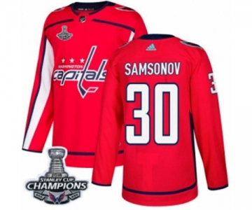 Youth Adidas Washington Capitals #30 Ilya Samsonov Authentic Red Home 2018 Stanley Cup Final Champions NHL Jersey