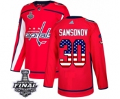 Youth Adidas Washington Capitals #30 Ilya Samsonov Authentic Red USA Flag Fashion 2018 Stanley Cup Final NHL Jersey