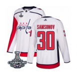 Youth Adidas Washington Capitals #30 Ilya Samsonov Authentic White Away 2018 Stanley Cup Final Champions NHL Jersey