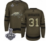 Youth Adidas Washington Capitals #31 Philipp Grubauer Authentic Green Salute to Service 2018 Stanley Cup Final NHL Jersey