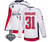 Youth Adidas Washington Capitals #31 Philipp Grubauer Authentic White Away 2018 Stanley Cup Final NHL Jersey