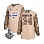 Youth Adidas Washington Capitals #34 Jonas Siegenthaler Authentic Camo Veterans Day Practice 2018 Stanley Cup Final NHL Jersey