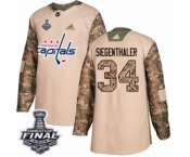 Youth Adidas Washington Capitals #34 Jonas Siegenthaler Authentic Camo Veterans Day Practice 2018 Stanley Cup Final NHL Jersey