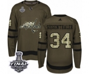 Youth Adidas Washington Capitals #34 Jonas Siegenthaler Authentic Green Salute to Service 2018 Stanley Cup Final NHL Jersey