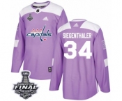 Youth Adidas Washington Capitals #34 Jonas Siegenthaler Authentic Purple Fights Cancer Practice 2018 Stanley Cup Final NHL Jersey