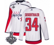 Youth Adidas Washington Capitals #34 Jonas Siegenthaler Authentic White Away 2018 Stanley Cup Final NHL Jersey