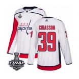 Youth Adidas Washington Capitals #39 Alex Chiasson Authentic White Away 2018 Stanley Cup Final NHL Jersey