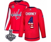 Youth Adidas Washington Capitals #4 Taylor Chorney Authentic Red USA Flag Fashion 2018 Stanley Cup Final NHL Jersey