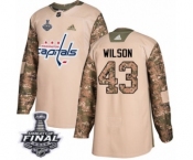 Youth Adidas Washington Capitals #43 Tom Wilson Authentic Camo Veterans Day Practice 2018 Stanley Cup Final NHL Jersey