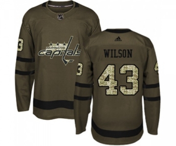 Youth Adidas Washington Capitals #43 Tom Wilson Authentic Green Salute to Service NHL Jersey