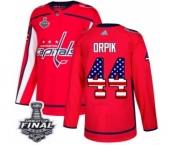 Youth Adidas Washington Capitals #44 Brooks Orpik Authentic Red USA Flag Fashion 2018 Stanley Cup Final NHL Jersey