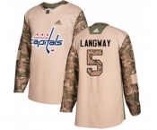 Youth Adidas Washington Capitals #5 Rod Langway Authentic Camo Veterans Day Practice NHL Jersey