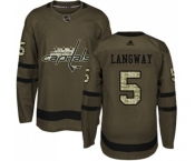 Youth Adidas Washington Capitals #5 Rod Langway Authentic Green Salute to Service NHL Jersey