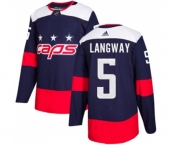 Youth Adidas Washington Capitals #5 Rod Langway Authentic Navy Blue 2018 Stadium Series NHL Jersey