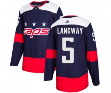 Youth Adidas Washington Capitals #5 Rod Langway Authentic Navy Blue 2018 Stadium Series NHL Jersey