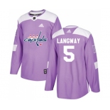 Youth Adidas Washington Capitals #5 Rod Langway Authentic Purple Fights Cancer Practice NHL Jersey