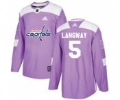 Youth Adidas Washington Capitals #5 Rod Langway Authentic Purple Fights Cancer Practice NHL Jersey