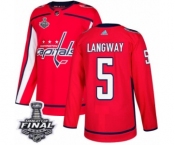 Youth Adidas Washington Capitals #5 Rod Langway Authentic Red Home 2018 Stanley Cup Final NHL Jersey