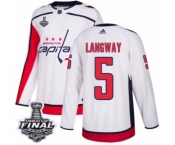 Youth Adidas Washington Capitals #5 Rod Langway Authentic White Away 2018 Stanley Cup Final NHL Jersey