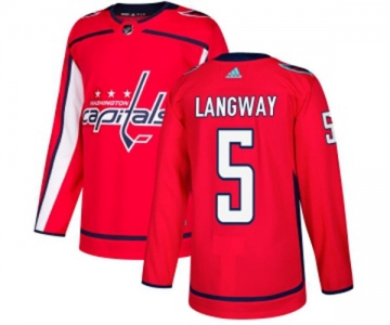 Youth Adidas Washington Capitals #5 Rod Langway Premier Red Home NHL Jersey