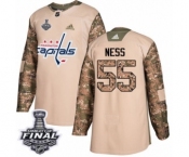 Youth Adidas Washington Capitals #55 Aaron Ness Authentic Camo Veterans Day Practice 2018 Stanley Cup Final NHL Jersey