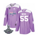 Youth Adidas Washington Capitals #55 Aaron Ness Authentic Purple Fights Cancer Practice 2018 Stanley Cup Final Champions NHL Jersey