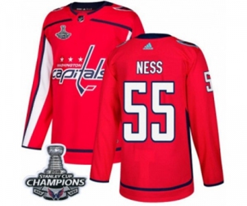 Youth Adidas Washington Capitals #55 Aaron Ness Authentic Red Home 2018 Stanley Cup Final Champions NHL Jersey