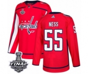 Youth Adidas Washington Capitals #55 Aaron Ness Authentic Red Home 2018 Stanley Cup Final NHL Jersey