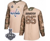 Youth Adidas Washington Capitals #65 Andre Burakovsky Authentic Camo Veterans Day Practice 2018 Stanley Cup Final NHL Jersey