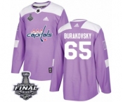 Youth Adidas Washington Capitals #65 Andre Burakovsky Authentic Purple Fights Cancer Practice 2018 Stanley Cup Final NHL Jersey