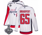 Youth Adidas Washington Capitals #65 Andre Burakovsky Authentic White Away 2018 Stanley Cup Final NHL Jersey