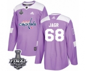 Youth Adidas Washington Capitals #68 Jaromir Jagr Authentic Purple Fights Cancer Practice 2018 Stanley Cup Final NHL Jersey