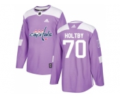 Youth Adidas Washington Capitals #70 Braden Holtby Purple Authentic Fights Cancer Stitched NHL Jersey