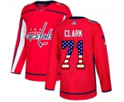 Youth Adidas Washington Capitals #71 Kody Clark Authentic Red USA Flag Fashion NHL Jersey