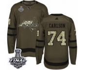 Youth Adidas Washington Capitals #74 John Carlson Authentic Green Salute to Service 2018 Stanley Cup Final NHL Jersey