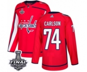 Youth Adidas Washington Capitals #74 John Carlson Authentic Red Home 2018 Stanley Cup Final NHL Jersey