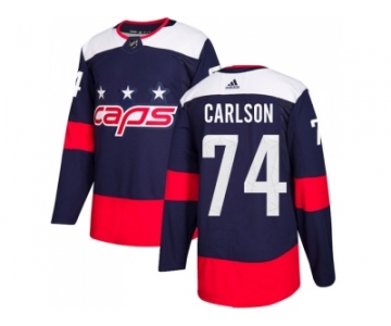 Youth Adidas Washington Capitals #74 John Carlson Navy Authentic 2018 Stadium Series Stitched NHL Jersey