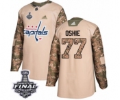 Youth Adidas Washington Capitals #77 T.J. Oshie Authentic Camo Veterans Day Practice 2018 Stanley Cup Final NHL Jersey