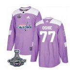 Youth Adidas Washington Capitals #77 T.J. Oshie Authentic Purple Fights Cancer Practice 2018 Stanley Cup Final Champions NHL Jersey