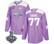 Youth Adidas Washington Capitals #77 T.J. Oshie Authentic Purple Fights Cancer Practice 2018 Stanley Cup Final NHL Jersey