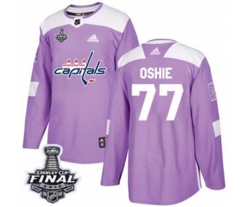 Youth Adidas Washington Capitals #77 T.J. Oshie Authentic Purple Fights Cancer Practice 2018 Stanley Cup Final NHL Jersey