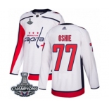 Youth Adidas Washington Capitals #77 T.J. Oshie Authentic White Away 2018 Stanley Cup Final Champions NHL Jersey