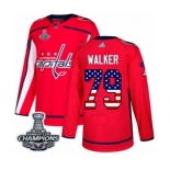 Youth Adidas Washington Capitals #79 Nathan Walker Authentic Red USA Flag Fashion 2018 Stanley Cup Final Champions NHL Jersey