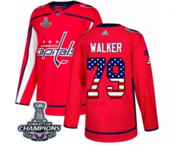 Youth Adidas Washington Capitals #79 Nathan Walker Authentic Red USA Flag Fashion 2018 Stanley Cup Final Champions NHL Jersey