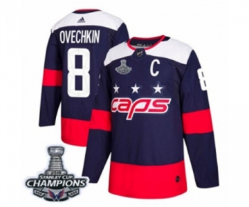 Youth Adidas Washington Capitals #8 Alex Ovechkin Authentic Navy Blue 2018 Stadium Series 2018 Stanley Cup Final Champions NHL Jersey