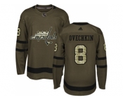 Youth Adidas Washington Capitals #8 Alex Ovechkin Green Salute to Service Stitched NHL Jersey