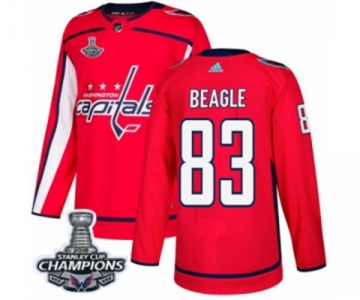 Youth Adidas Washington Capitals #83 Jay Beagle Authentic Red Home 2018 Stanley Cup Final Champions NHL Jersey